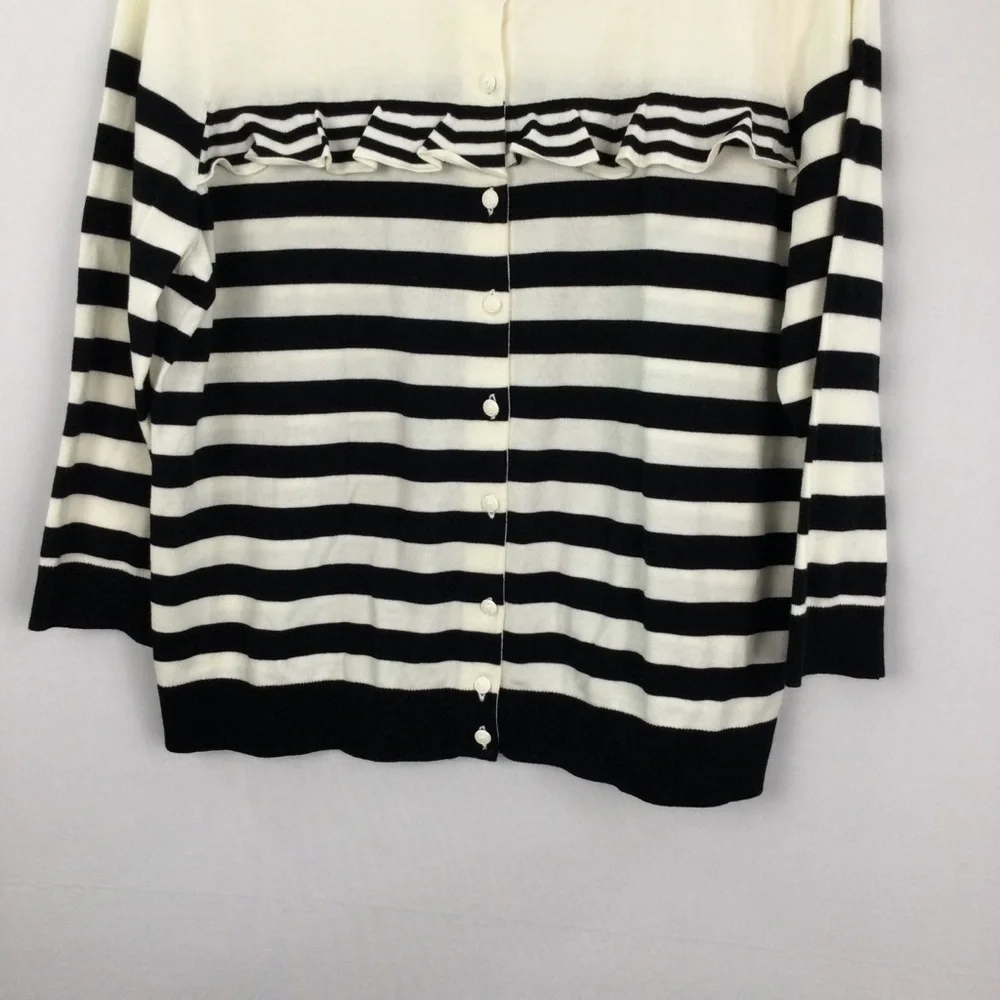 Talbots Charming‎ Cardigan Stripe Ruffle Yoke Sweater womens size XLp